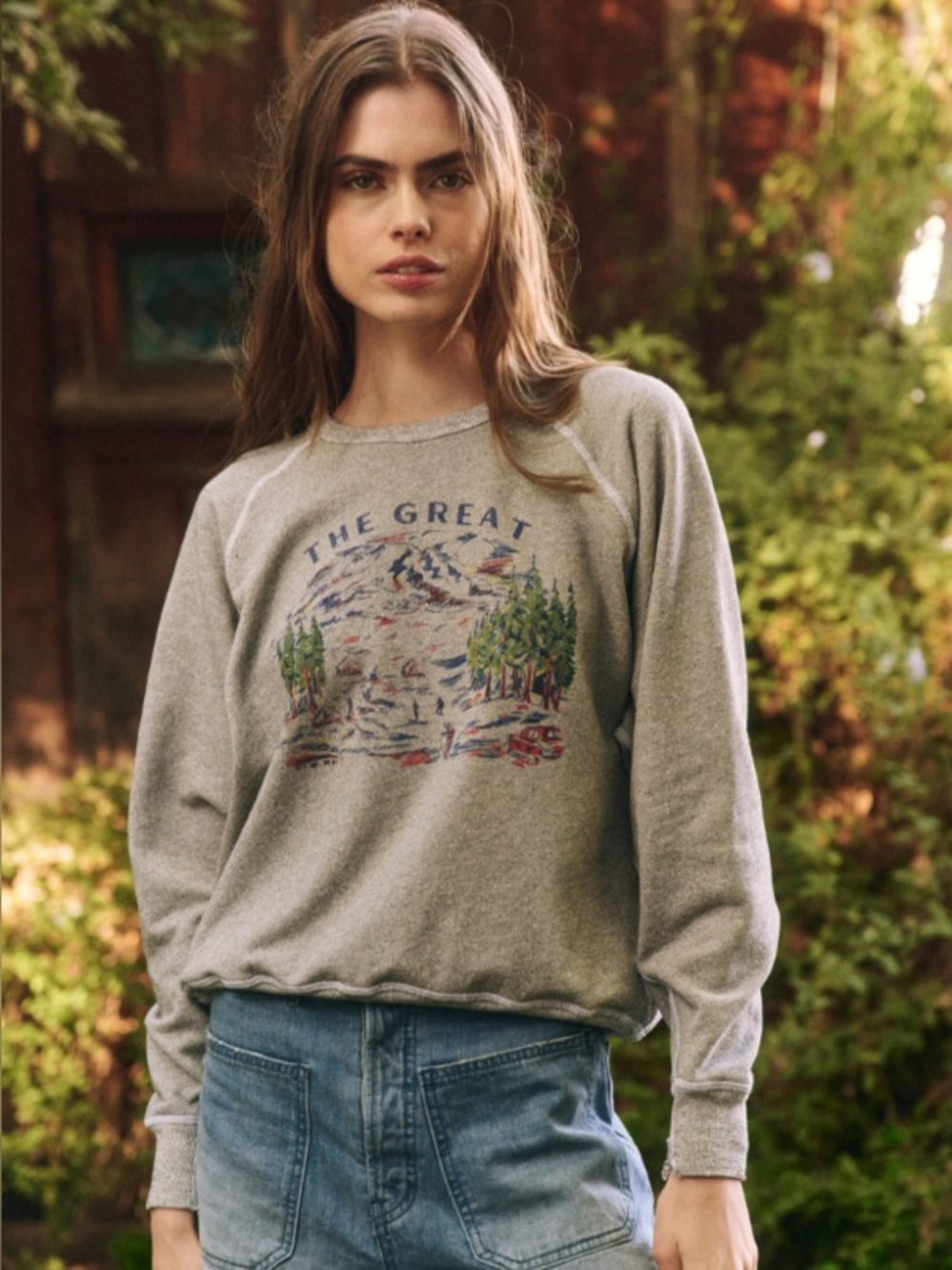 THE GREAT. Woodsy Trail College Sweatshirt